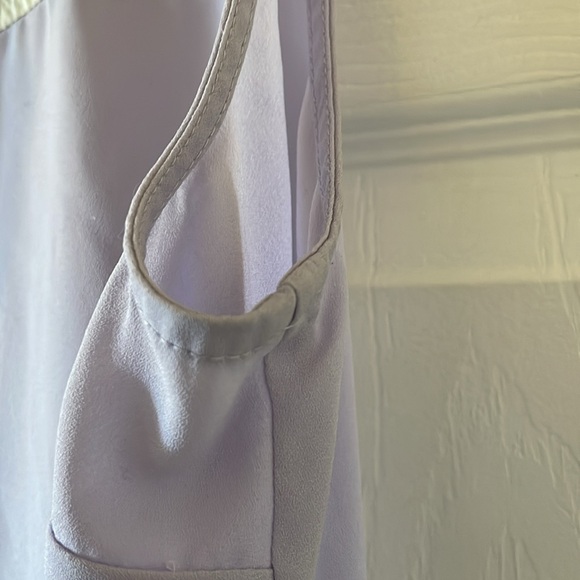 ModCloth sheer sleeveless blouse purple cream black  color block - Picture 5 of 7